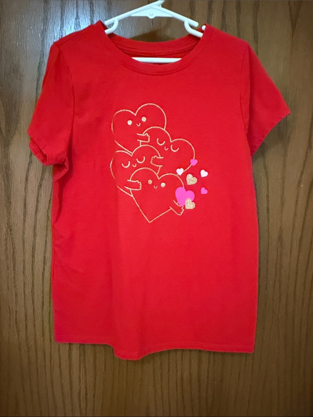 Cat & Jack UEC Girls Sz L (10/12) Red Short-Sleeve Heart Graphic Tee